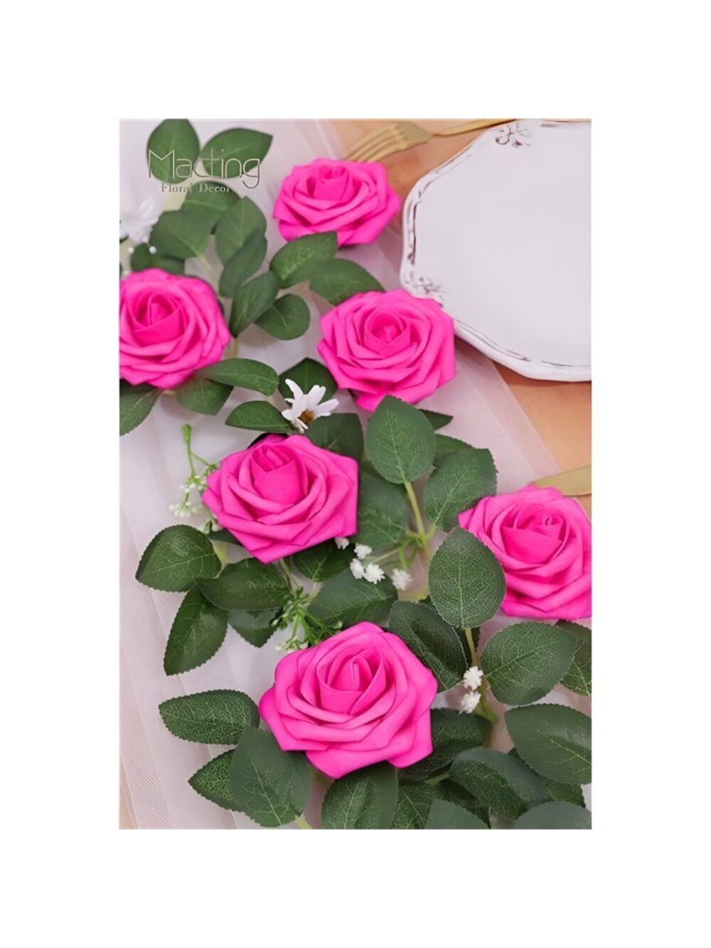 30pcs Real Touch Artificial Roses (Fuschia) - Picture 2 of 6